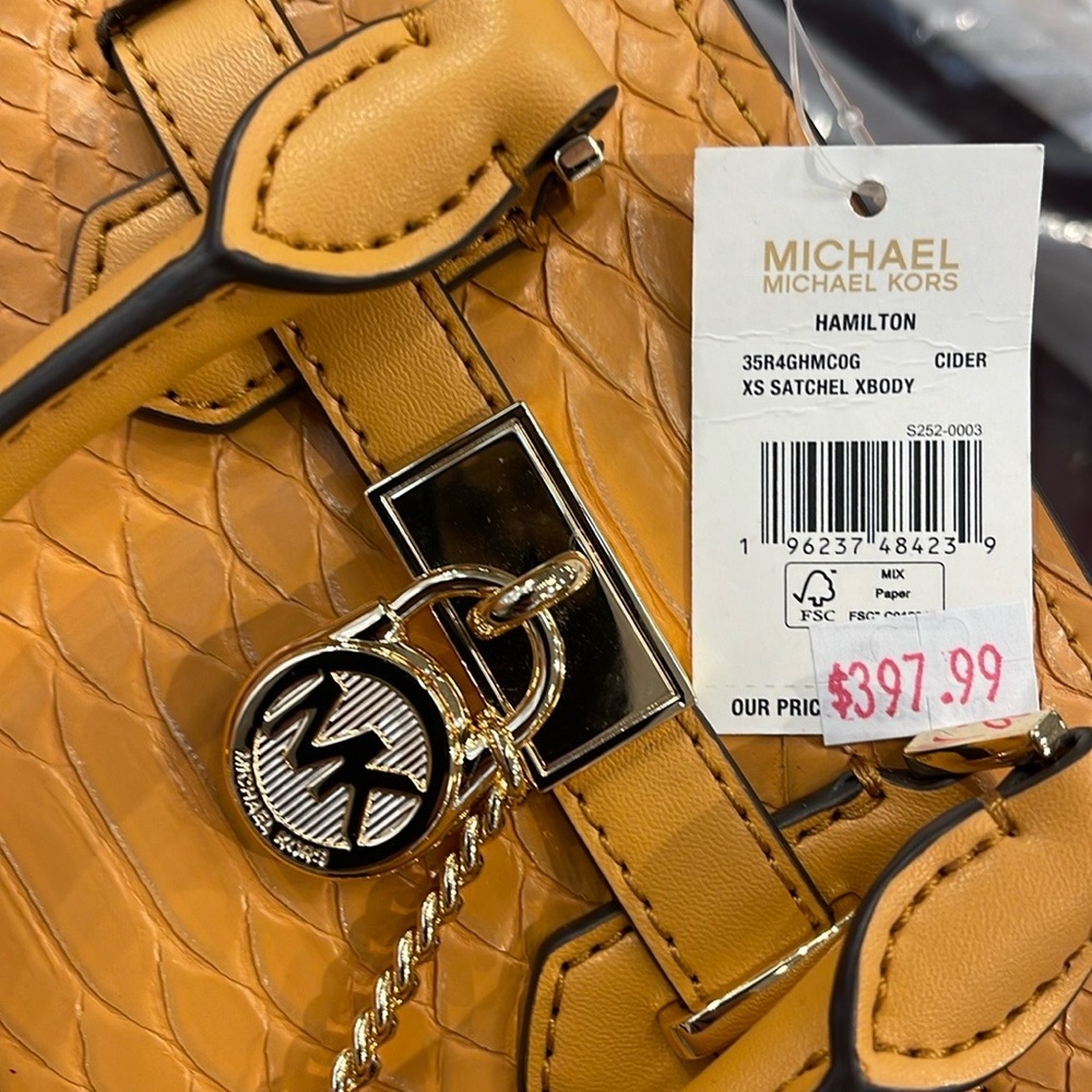 Michael Kors Hamilton XS Satchel Handbag Xbody Crossbody Leather Cider 
NWT - Picture 10 of 16